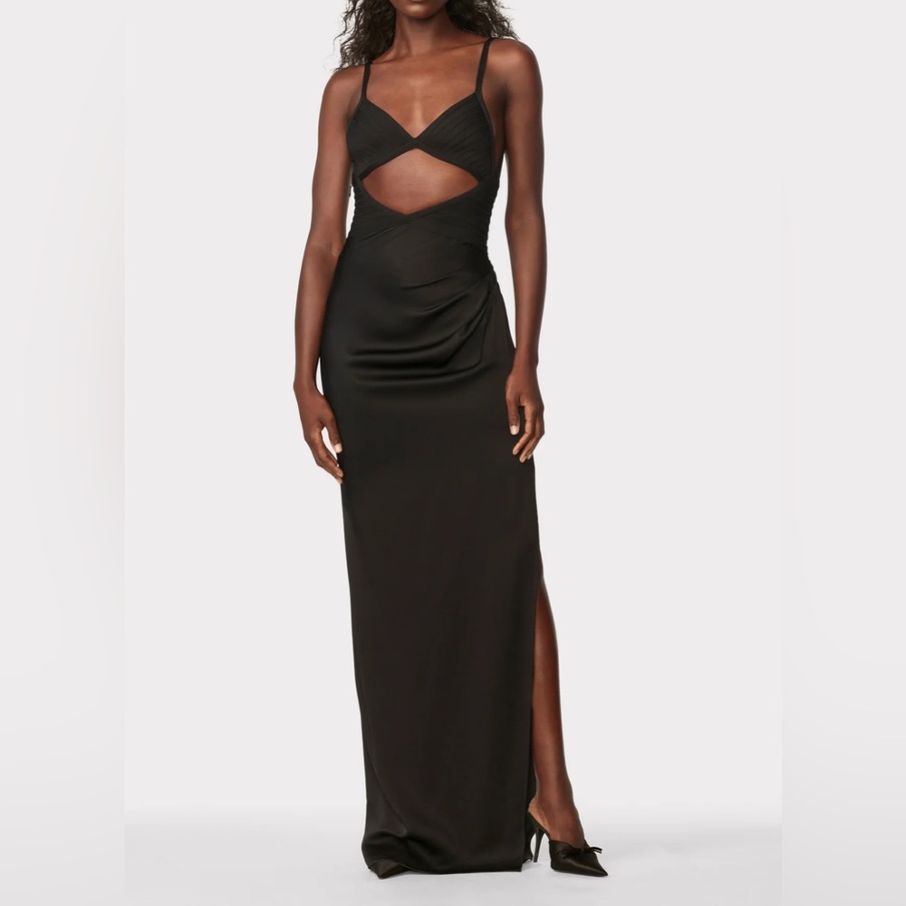 Hervé Léger x Law Roach Draped‎ Cutout Silk Column Gown in Black Size 4